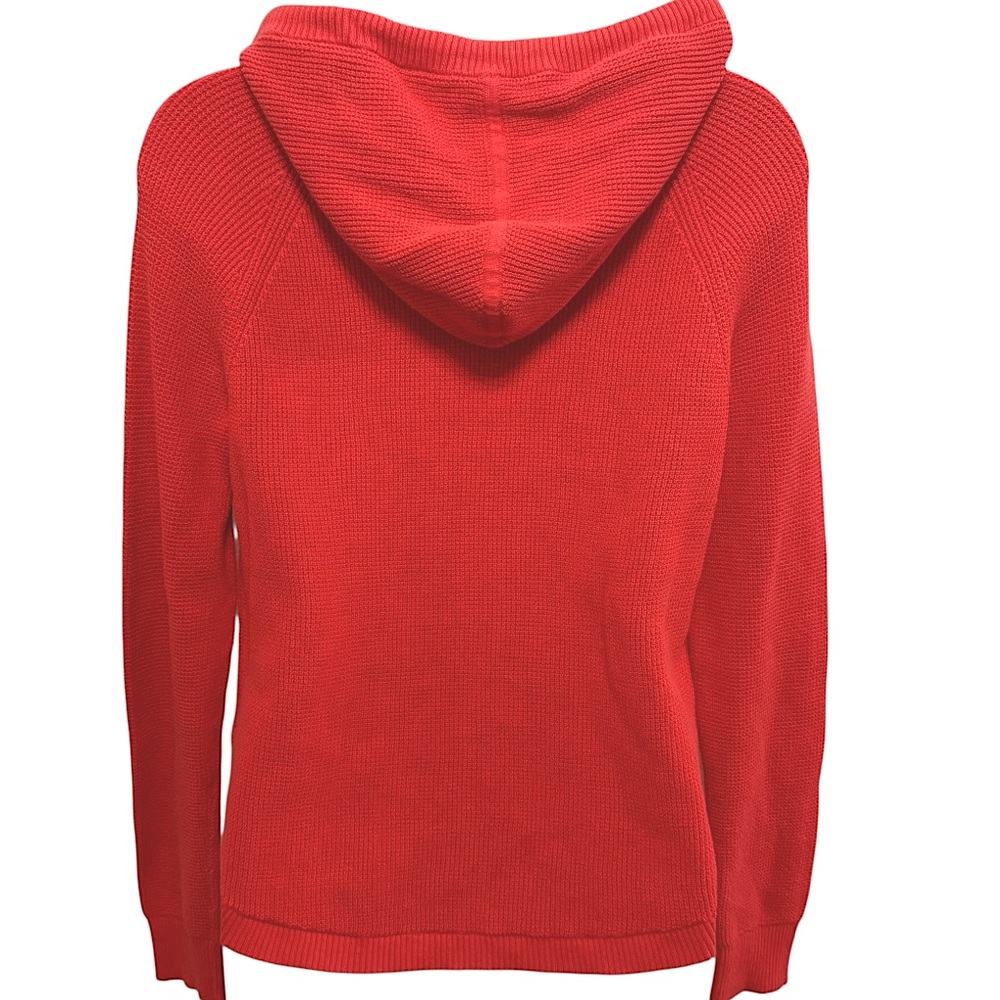 LAUREN RALPH LAUREN Coral Orange Lightweight Knit Hooded Sweater Medium - Picture 6 of 9